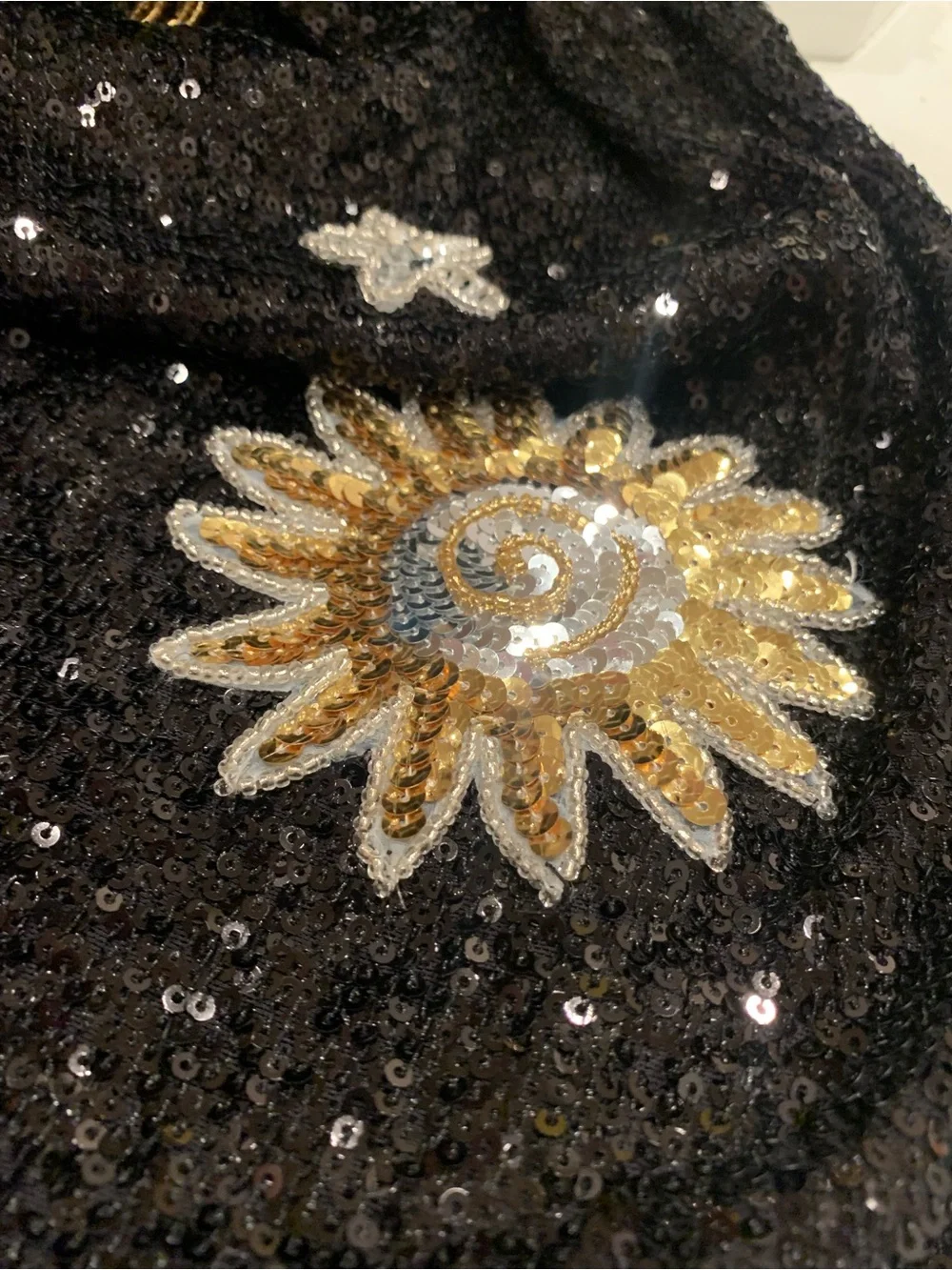 EastnWest Sequin Star Mini Dress Celestial Moon Black Size S - Picture 9 of 10